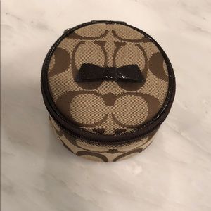 Coach Brown Signature Zipped Jewelry Case